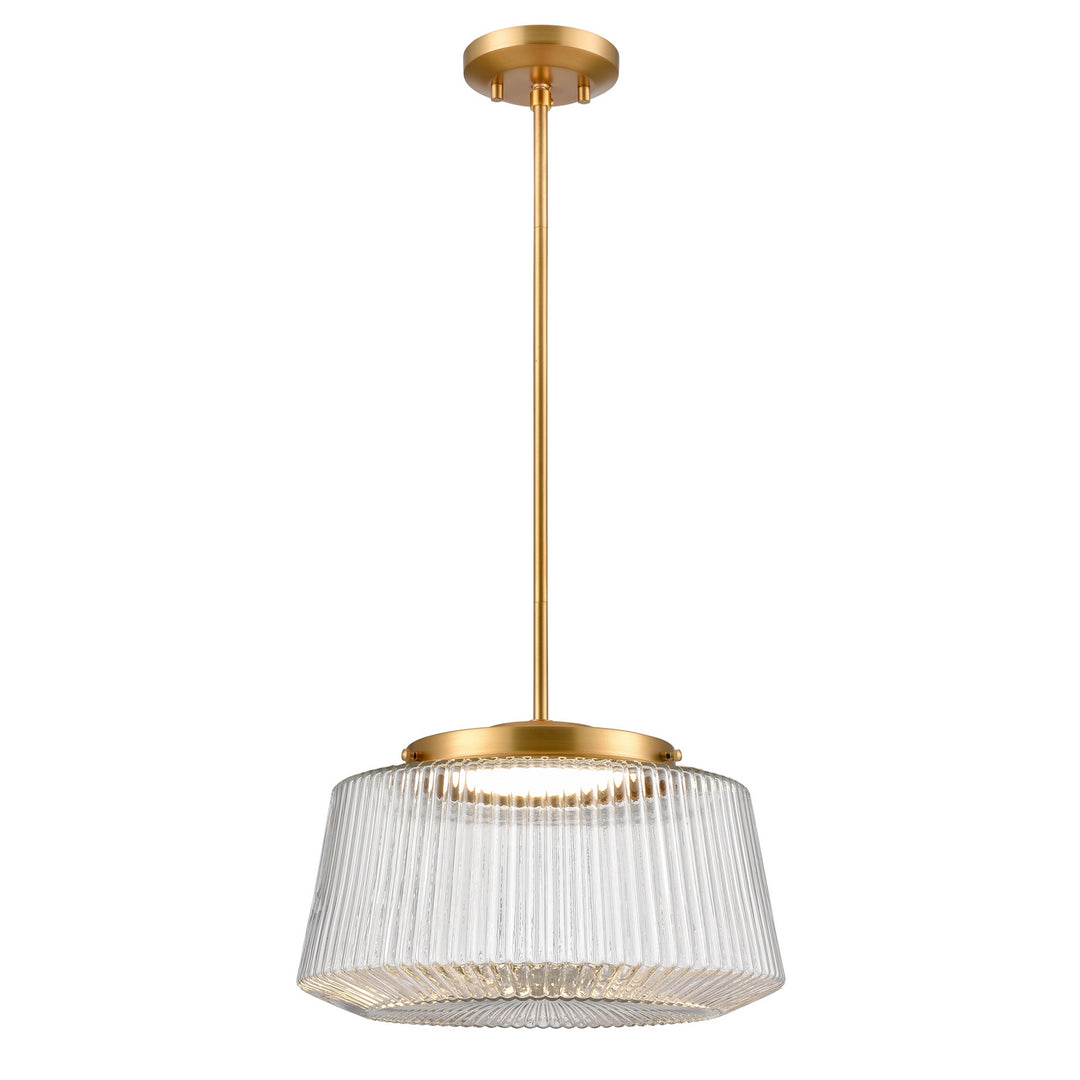 Lunenberg Cct LED Pendant in Brass w/Ribbed Clear Glass - available from The Lighting Shoppe, trusted by Canadian homeowners