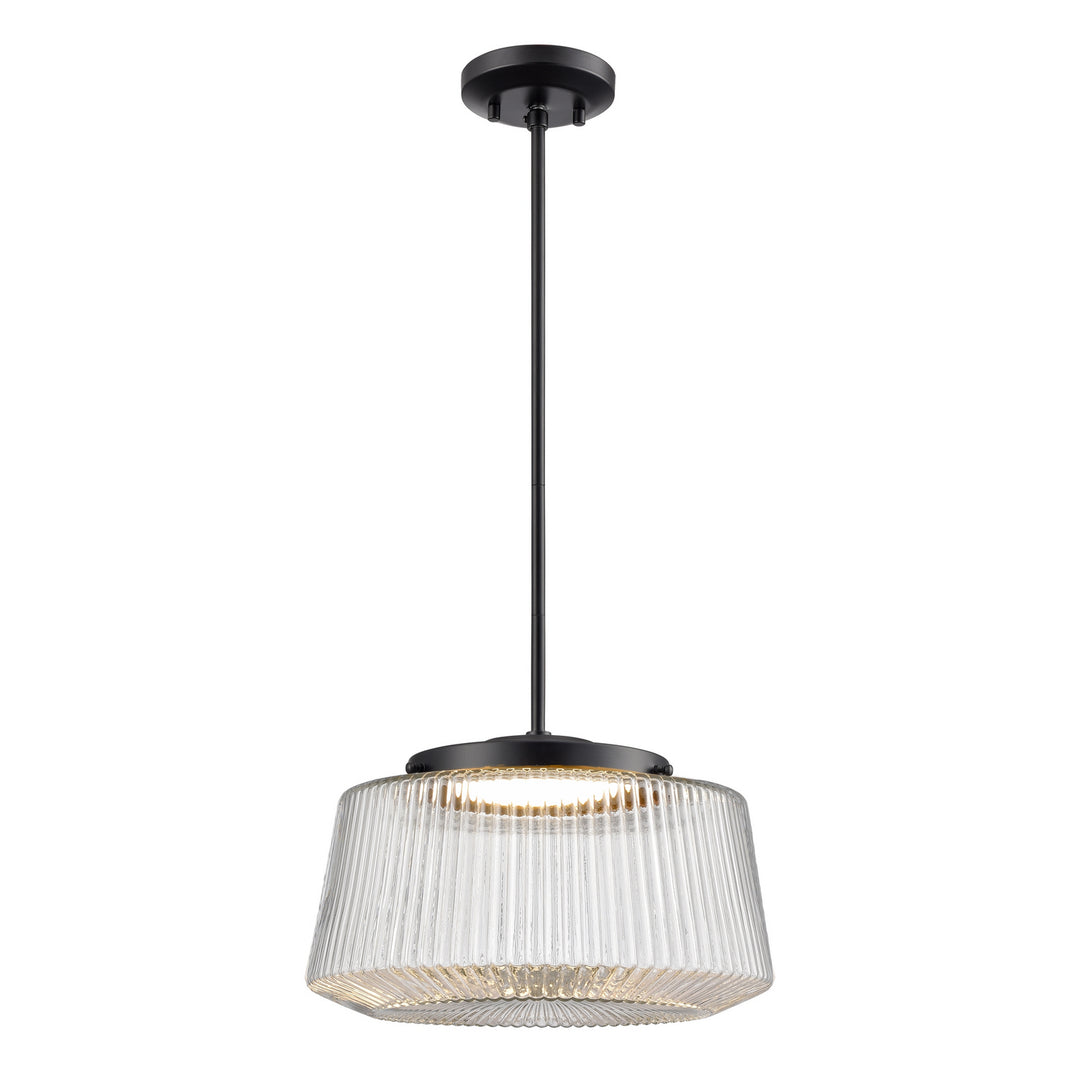 DVI Canada - DVP43920EB-RIC - LED Pendant - Lunenberg Cct - Ebony w/Ribbed Clear Glass