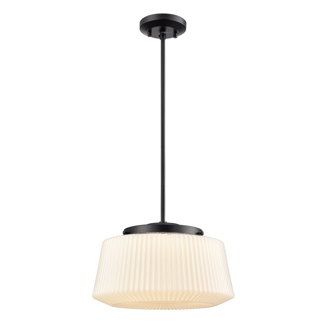 Lunenberg Cct LED Pendant in Ebony w/Ribbed Opal Glass - available from The Lighting Shoppe, trusted by Canadian homeowners