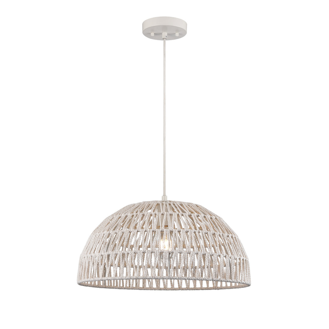 Lac Du Bonnet One Light Pendant in Matte White/White Yarn - available from The Lighting Shoppe, trusted by Canadian homeowners