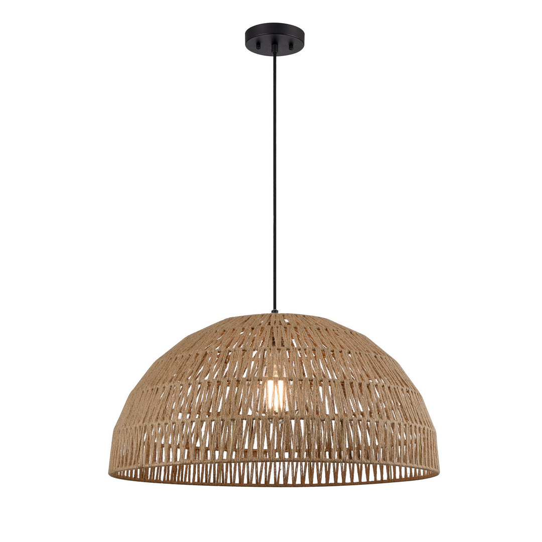 Lac Du Bonnet One Light Pendant in Black And Tan Yarn - available from The Lighting Shoppe, trusted by Canadian homeowners