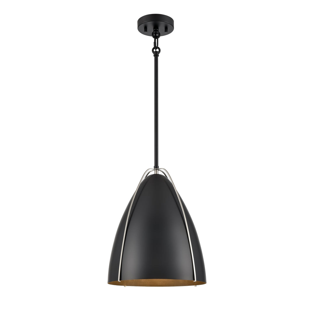 Saguenay One Light Pendant in Ebony And Satin Nickel - available from The Lighting Shoppe, trusted by Canadian homeowners