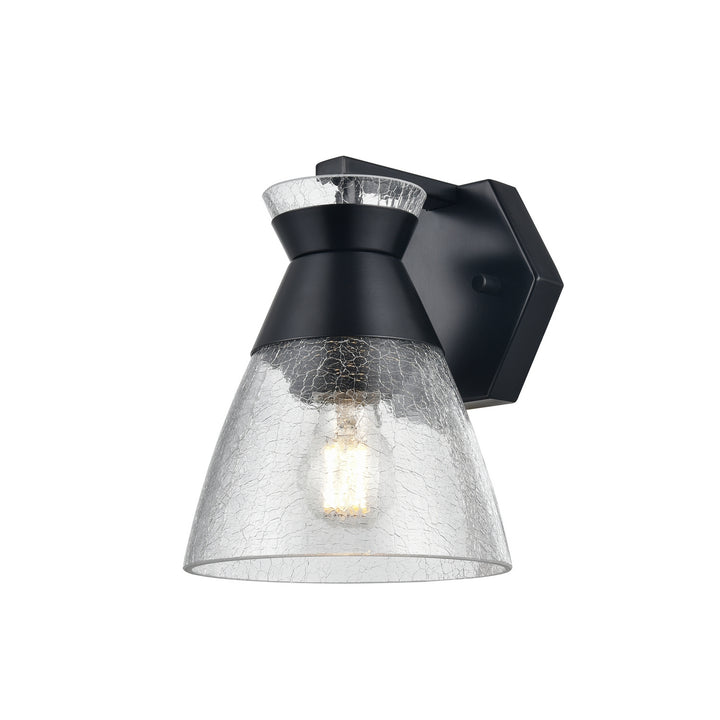 Sunnybrook One Light Wall Sconce in Ebony w/Crackle Glass - available from The Lighting Shoppe, trusted by Canadian homeowners