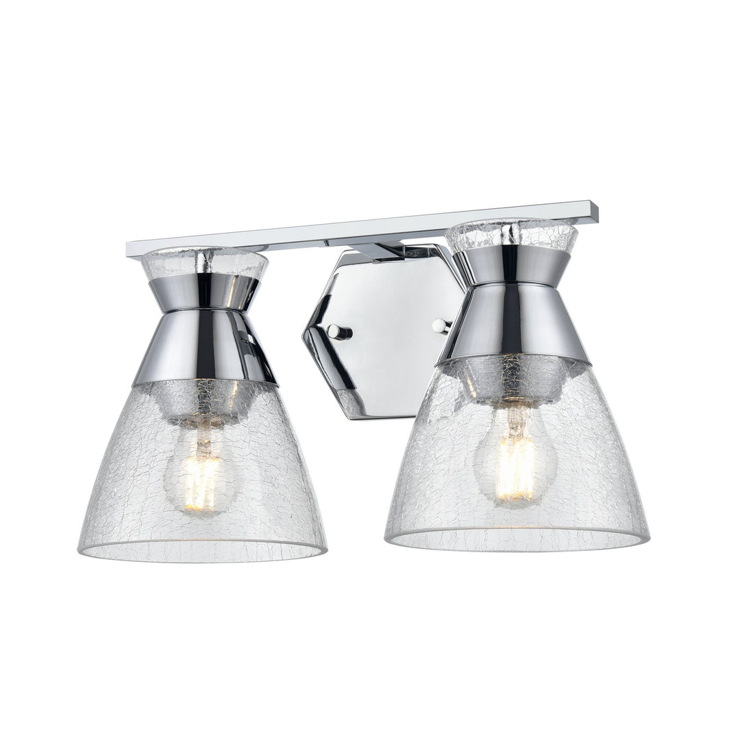 Sunnybrook Two Light Vanity in Chrome w/Crackle Glass - available from The Lighting Shoppe, trusted by Canadian homeowners