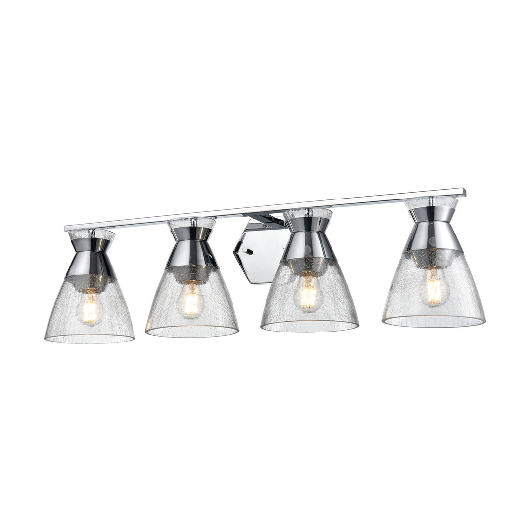 Sunnybrook Four Light Vanity in Chrome w/Crackle Glass - available from The Lighting Shoppe, trusted by Canadian homeowners