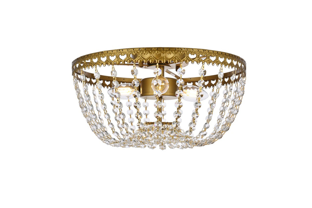 Kylie Three Light Flush Mount in Brass - available from The Lighting Shoppe, trusted by Canadian homeowners