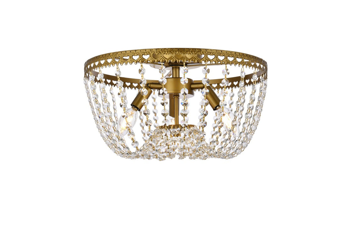 Kylie Three Light Flush Mount in Brass - available from The Lighting Shoppe, trusted by Canadian homeowners