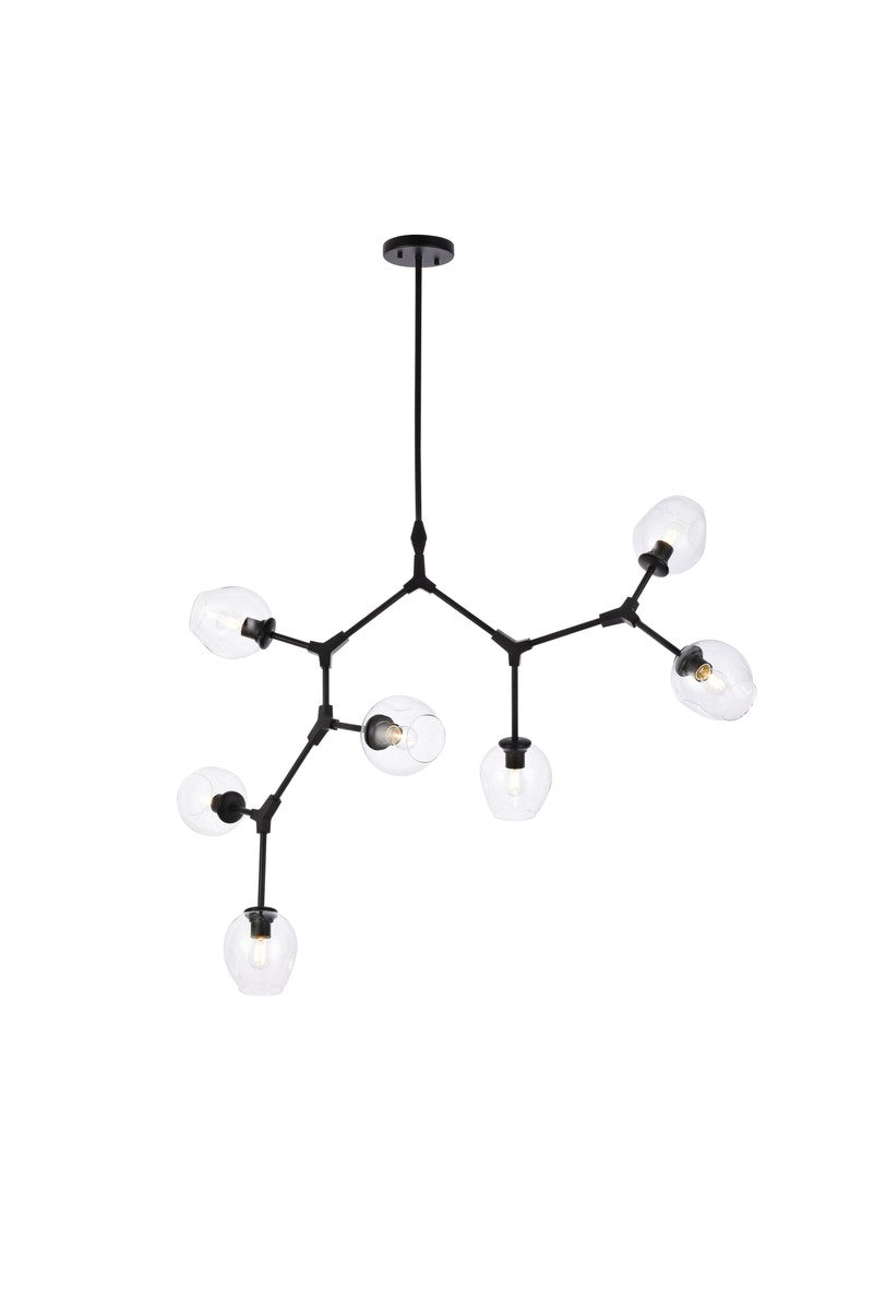 Elegant Lighting - 1712G57BK - Seven Light Chandelier - Cavoli - Black and Clear