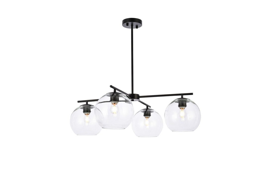 Elegant Lighting - LD2331BK - Four Light Pendant - Opus - Black and Clear