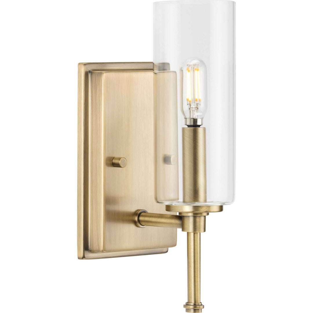 Elara One Light Bath Vanity in Vintage Brass - available from The Lighting Shoppe, trusted by Canadian homeowners