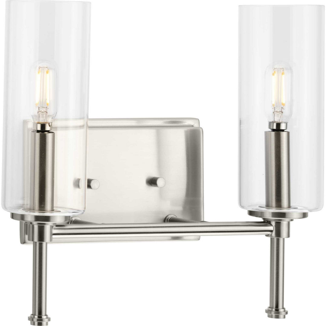 Elara Two Light Bath Vanity in Brushed Nickel - available from The Lighting Shoppe, trusted by Canadian homeowners