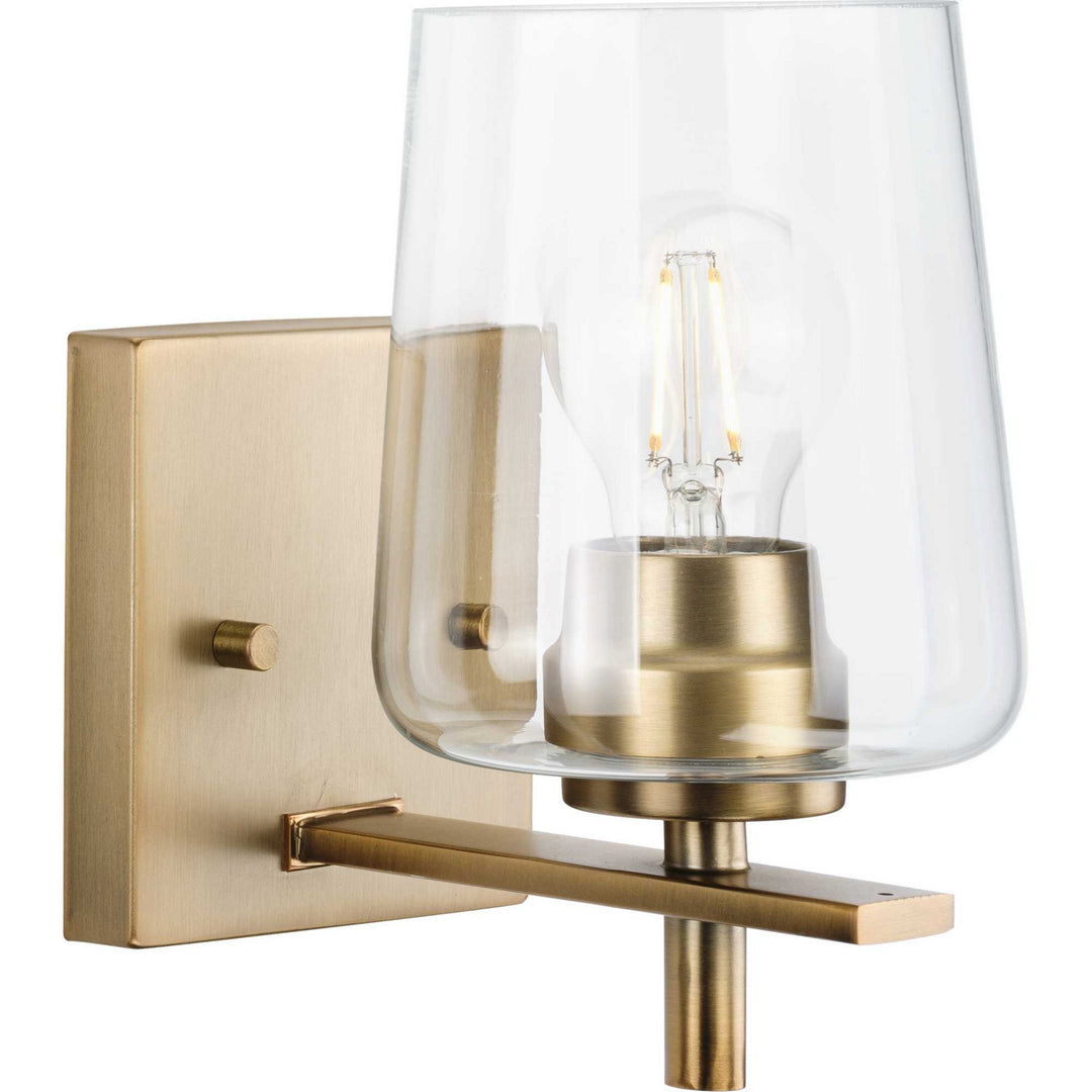 Calais One Light Bath Vanity in Vintage Brass - available from The Lighting Shoppe, trusted by Canadian homeowners