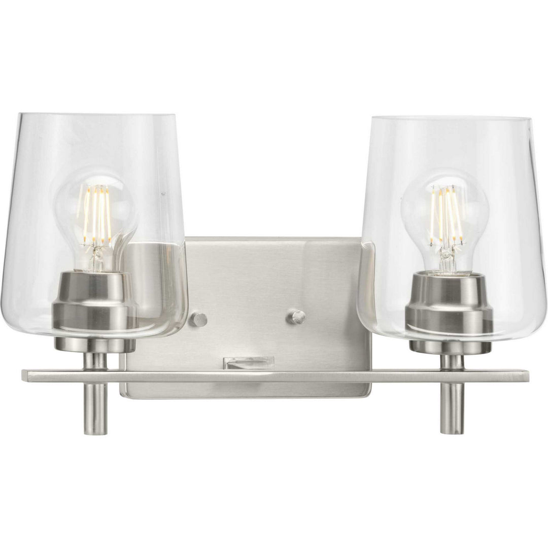 Calais Two Light Bath Vanity in Brushed Nickel - available from The Lighting Shoppe, trusted by Canadian homeowners