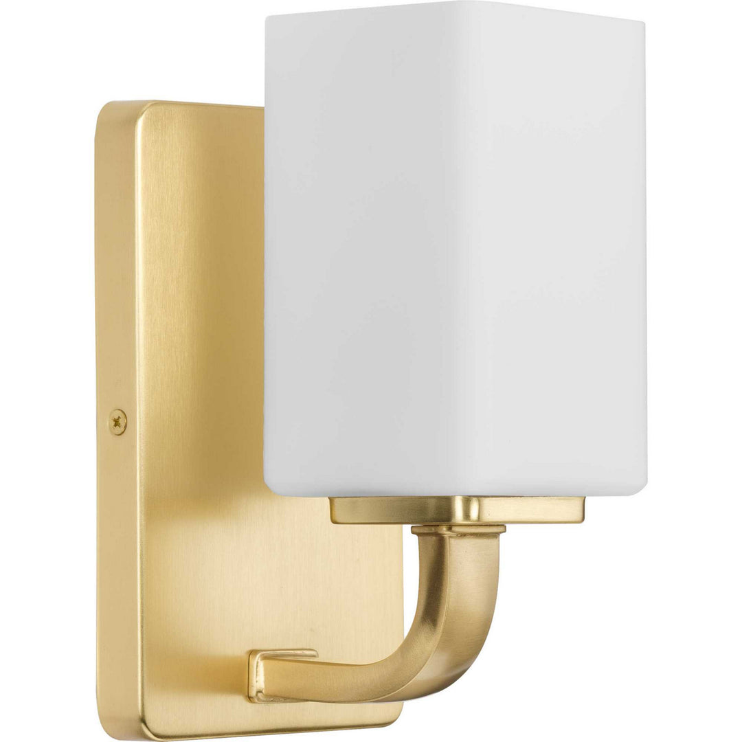 Cowan One Light Bath Vanity in Satin Brass - available from The Lighting Shoppe, trusted by Canadian homeowners