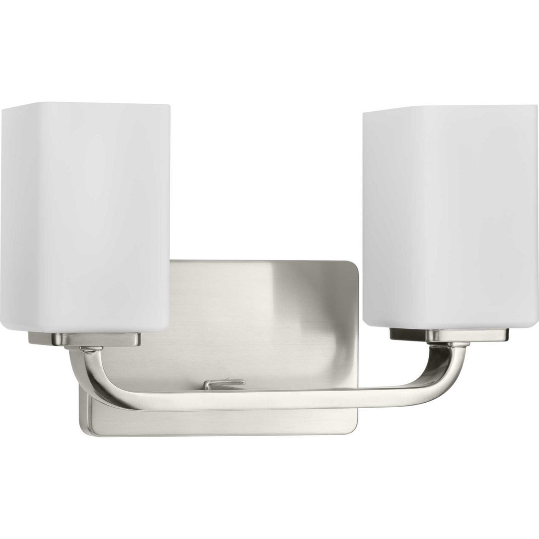 Cowan Two Light Bath Vanity in Brushed Nickel - available from The Lighting Shoppe, trusted by Canadian homeowners
