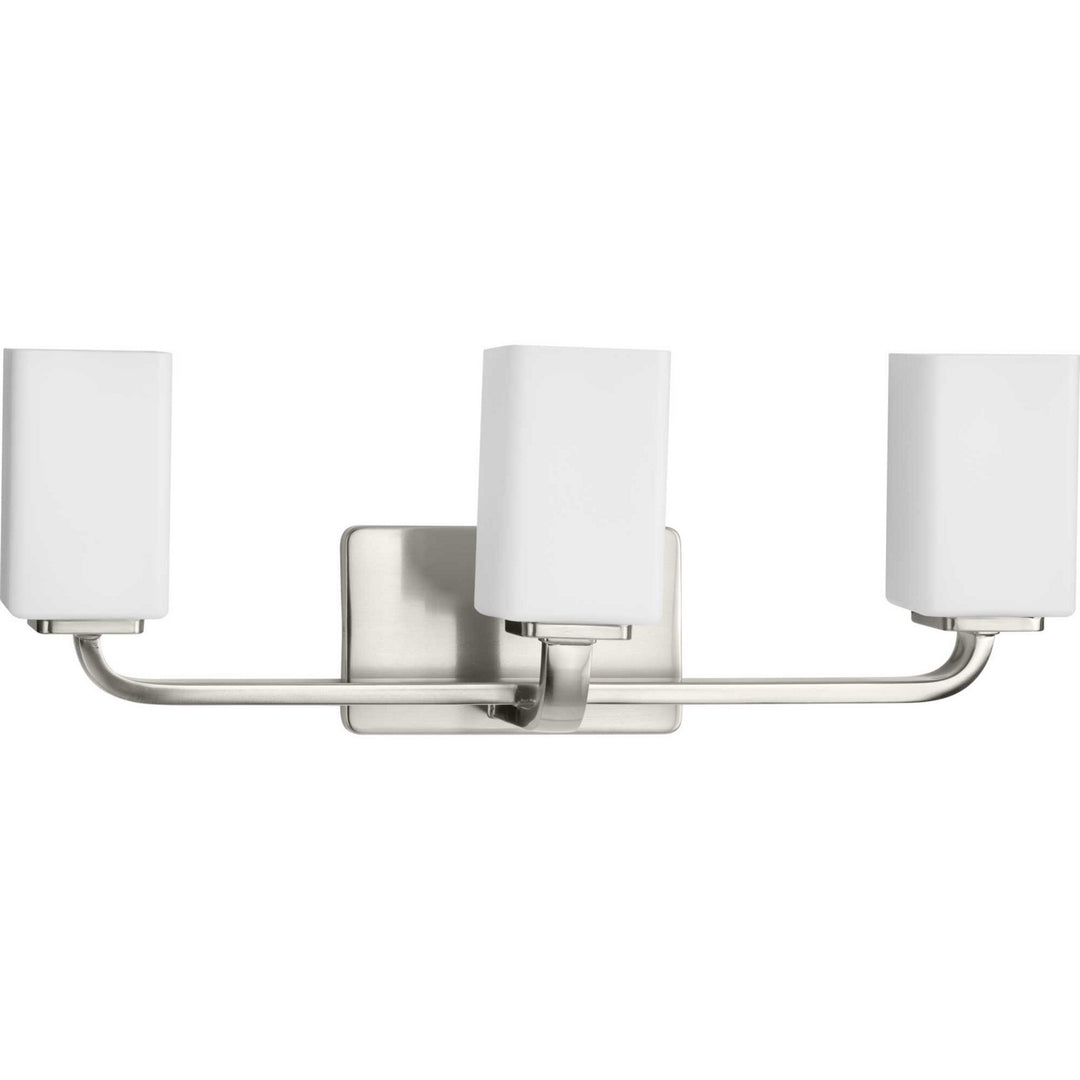 Cowan Three Light Bath Vanity in Brushed Nickel - available from The Lighting Shoppe, trusted by Canadian homeowners