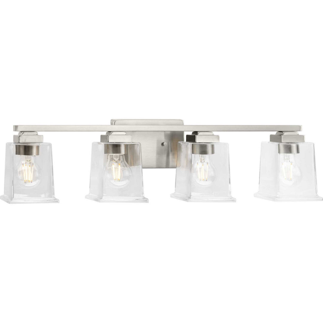 Gilmour Four Light Bath Vanity in Brushed Nickel - available from The Lighting Shoppe, trusted by Canadian homeowners