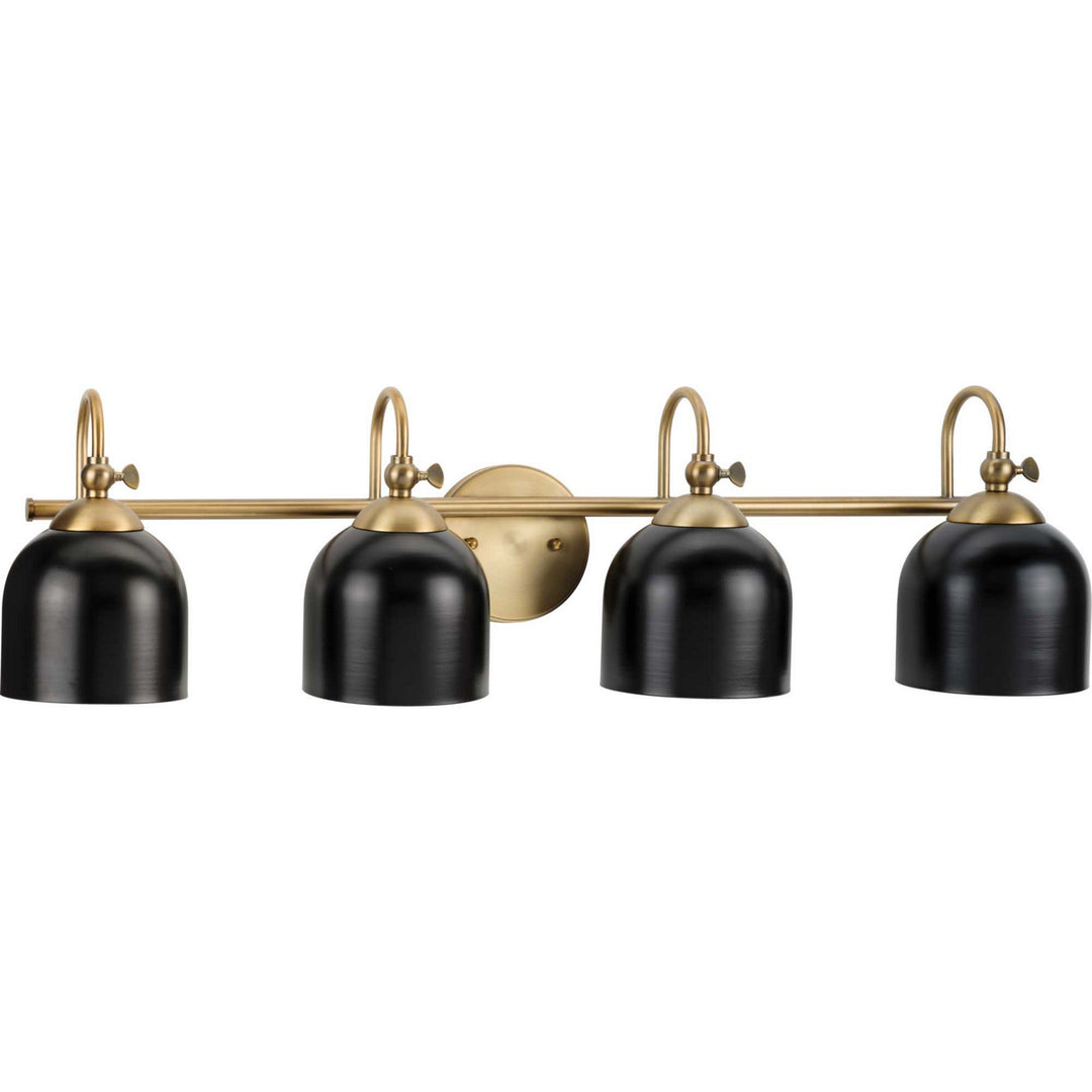 Dalton Four Light Bath Vanity in Vintage Brass - available from The Lighting Shoppe, trusted by Canadian homeowners