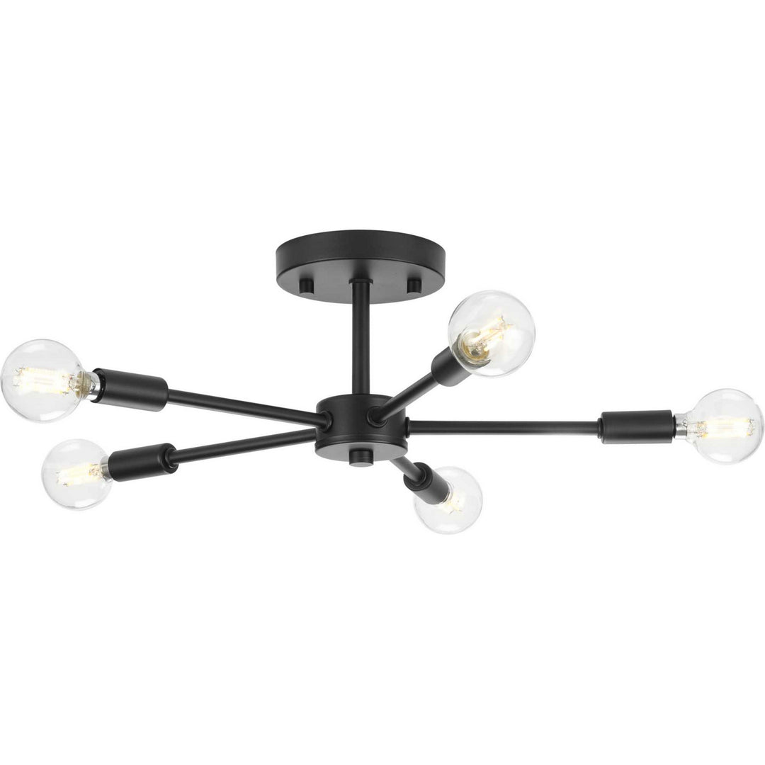 Delayne Five Light Semi-Flush Mount in Matte Black - available from The Lighting Shoppe, trusted by Canadian homeowners