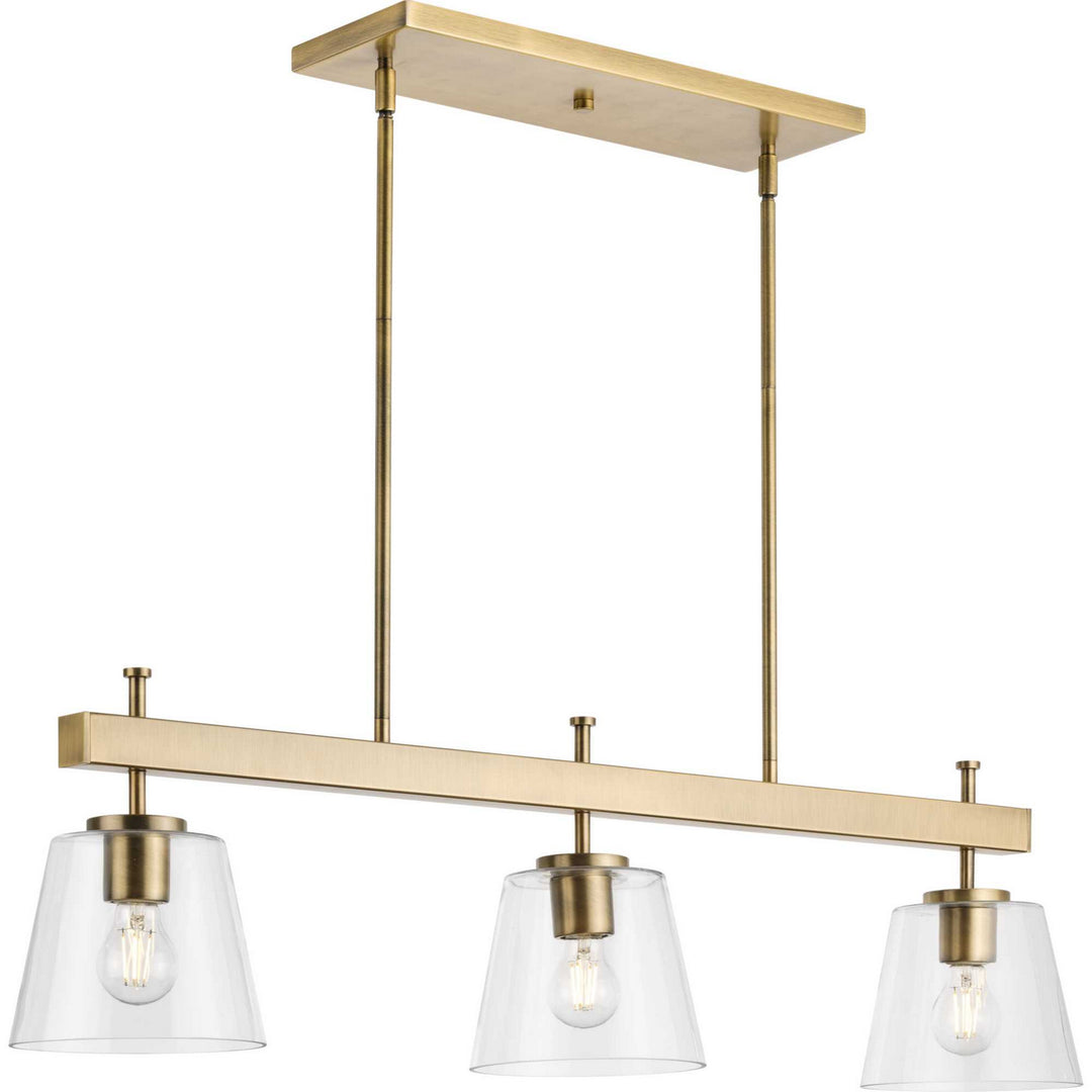 Progress Canada - P400298-163 - Three Light Linear Island Chandelier - Saffert - Vintage Brass