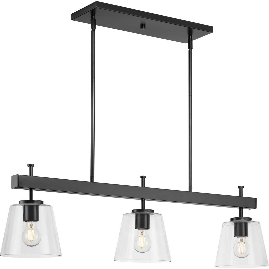 Saffert Three Light Linear Island Chandelier in Matte Black - available from The Lighting Shoppe, trusted by Canadian homeowners