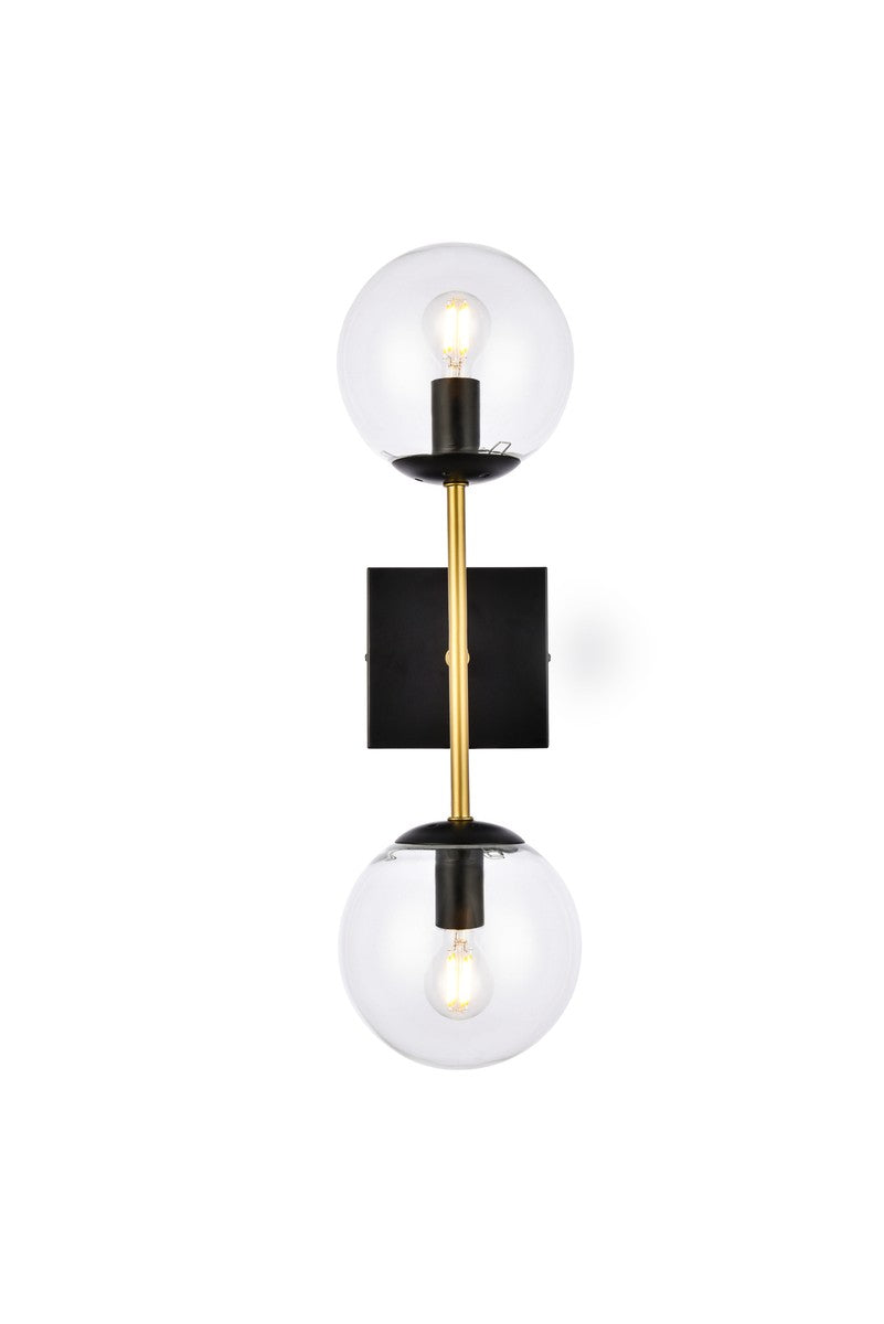 Neri Two Light Wall Sconce in Black and Brass - available from The Lighting Shoppe, trusted by Canadian homeowners