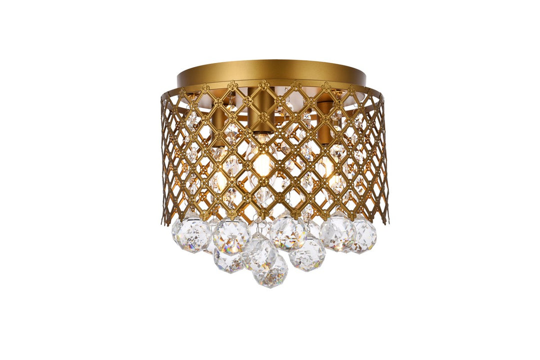 Tully Three Light Flush Mount in Brass - available from The Lighting Shoppe, trusted by Canadian homeowners