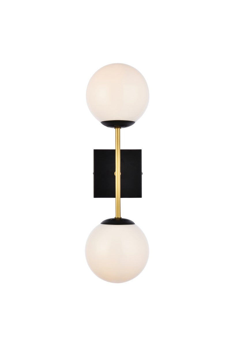 Elegant Lighting - LD2358BKR - Two Light Wall Sconce - Neri - Black and Brass and white