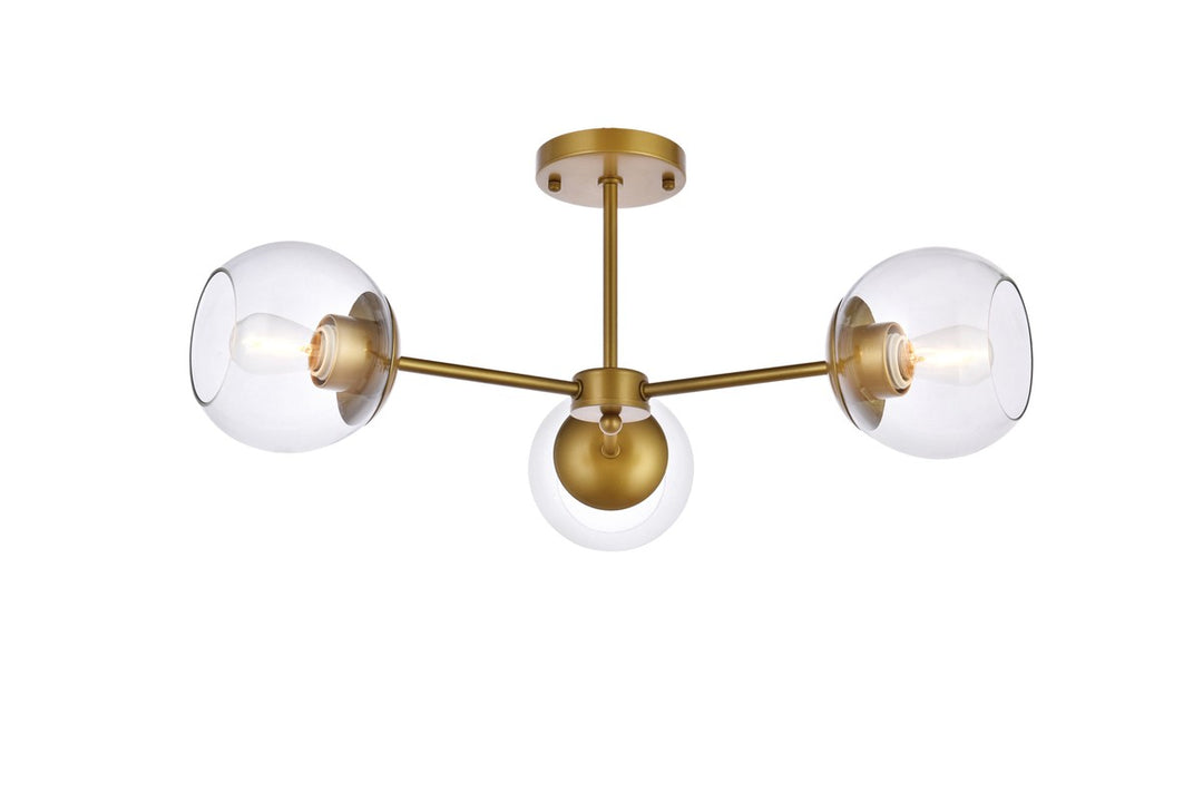 Briggs Three Light Flush Mount in brass - available from The Lighting Shoppe, trusted by Canadian homeowners