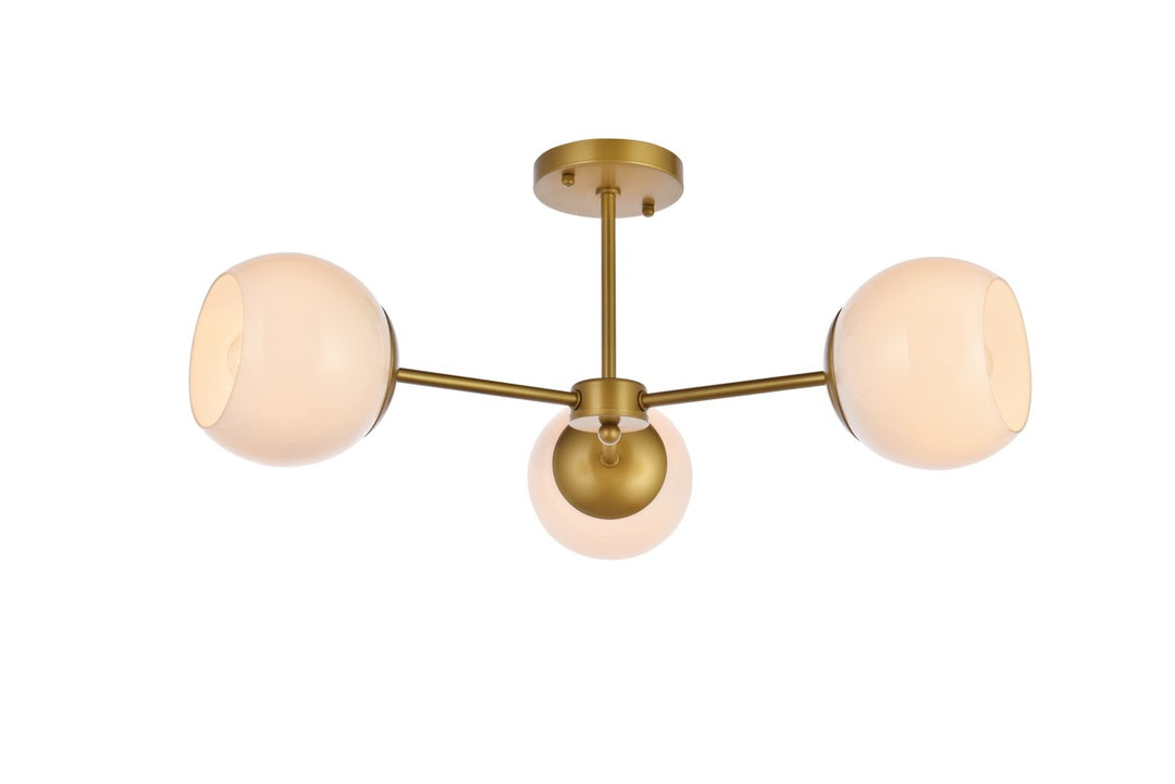 Briggs Three Light Flush Mount in brass - available from The Lighting Shoppe, trusted by Canadian homeowners