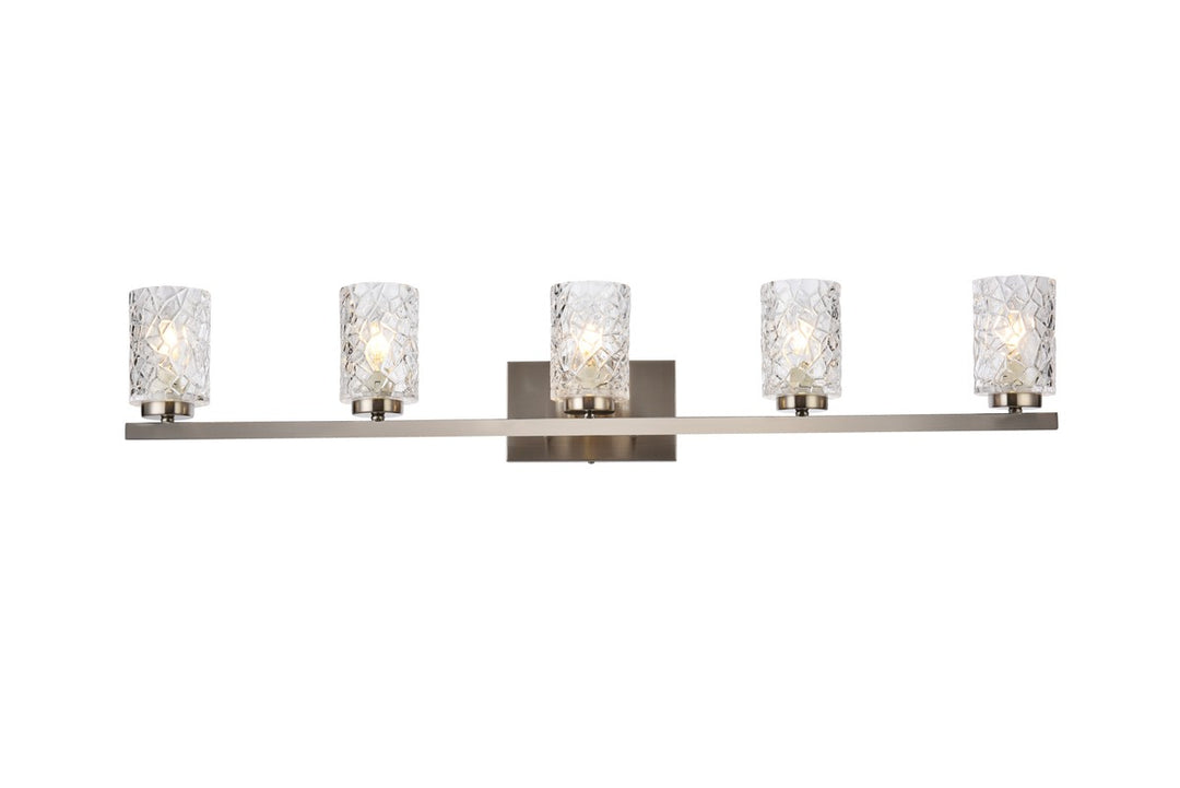Cassie Five Light Bath in Satin Nickel - available from The Lighting Shoppe, trusted by Canadian homeowners