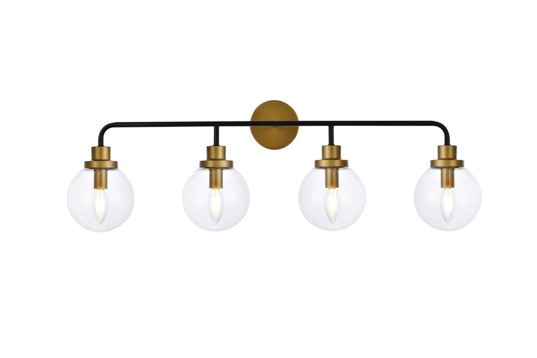 Hanson Four Light Bath in Black and Brass - available from The Lighting Shoppe, trusted by Canadian homeowners