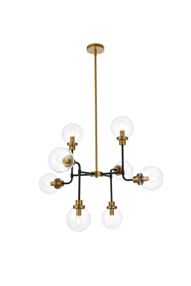 Hanson Eight Light Pendant in Black and Brass - available from The Lighting Shoppe, trusted by Canadian homeowners
