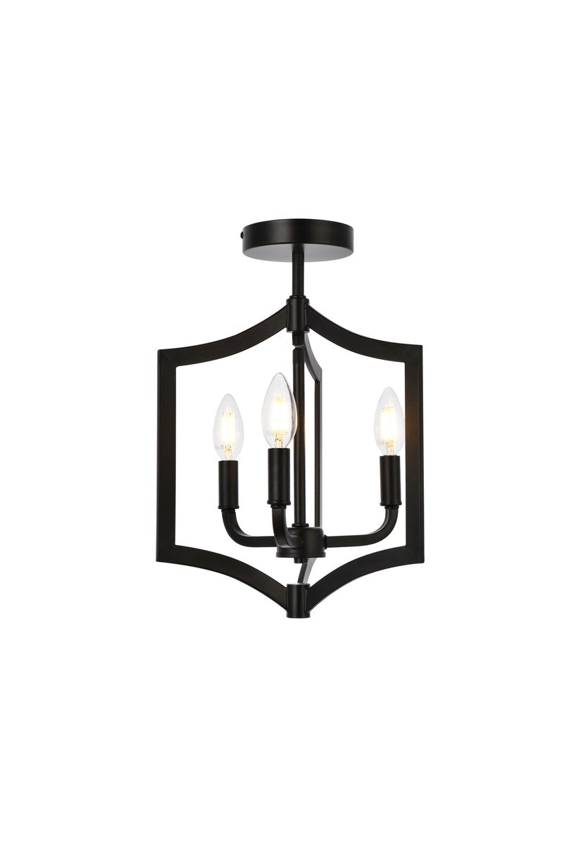 Kiera Three Light Flush Mount in Black - available from The Lighting Shoppe, trusted by Canadian homeowners