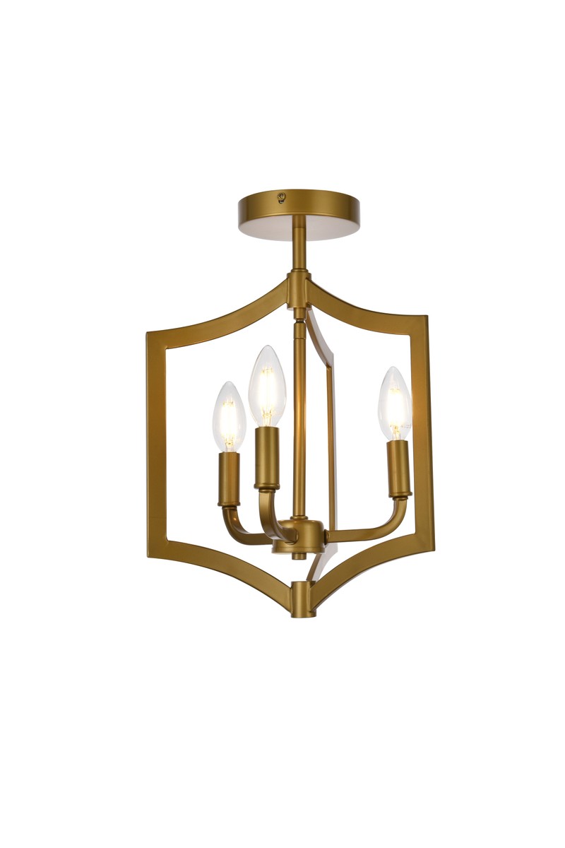 Kiera Three Light Flush Mount in Brass - available from The Lighting Shoppe, trusted by Canadian homeowners