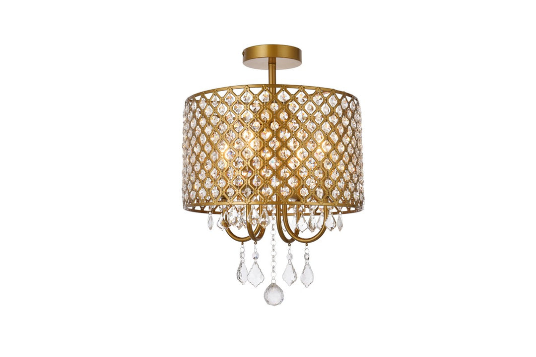 Elise Four Light Flush Mount in brass - available from The Lighting Shoppe, trusted by Canadian homeowners