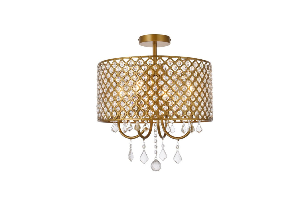 Elise Four Light Flush Mount in brass - available from The Lighting Shoppe, trusted by Canadian homeowners