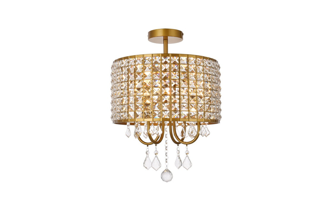 Elise Four Light Flush Mount in brass - available from The Lighting Shoppe, trusted by Canadian homeowners
