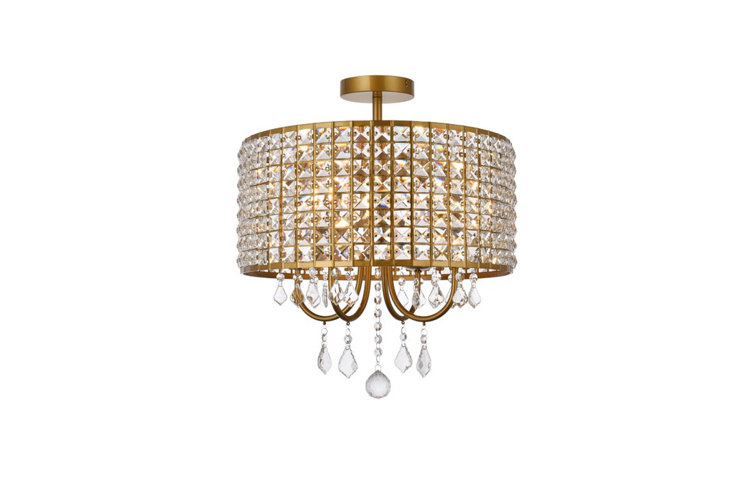 Elise Four Light Flush Mount in brass - available from The Lighting Shoppe, trusted by Canadian homeowners