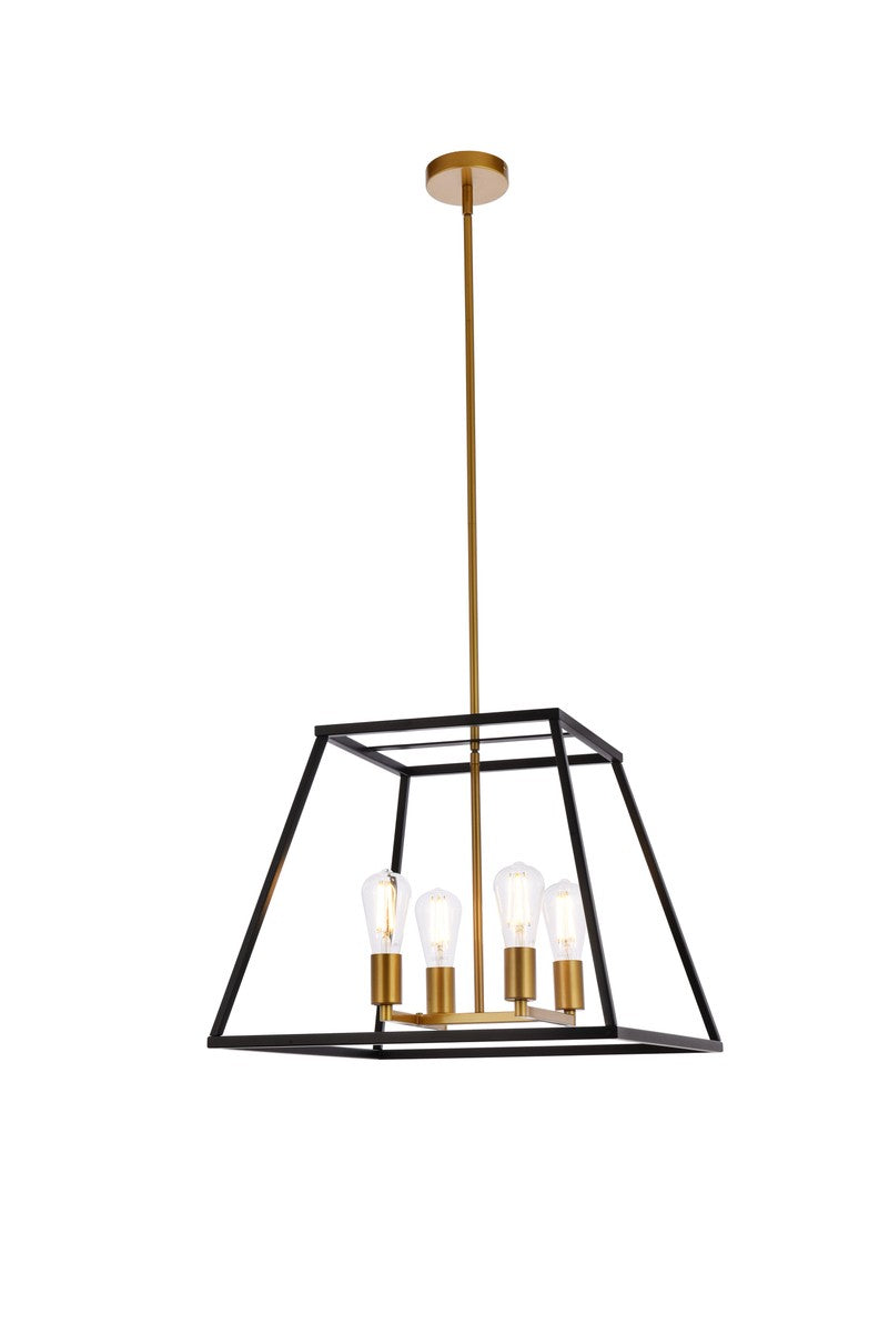 Declan Four Light Pendant in Black And Brass - available from The Lighting Shoppe, trusted by Canadian homeowners