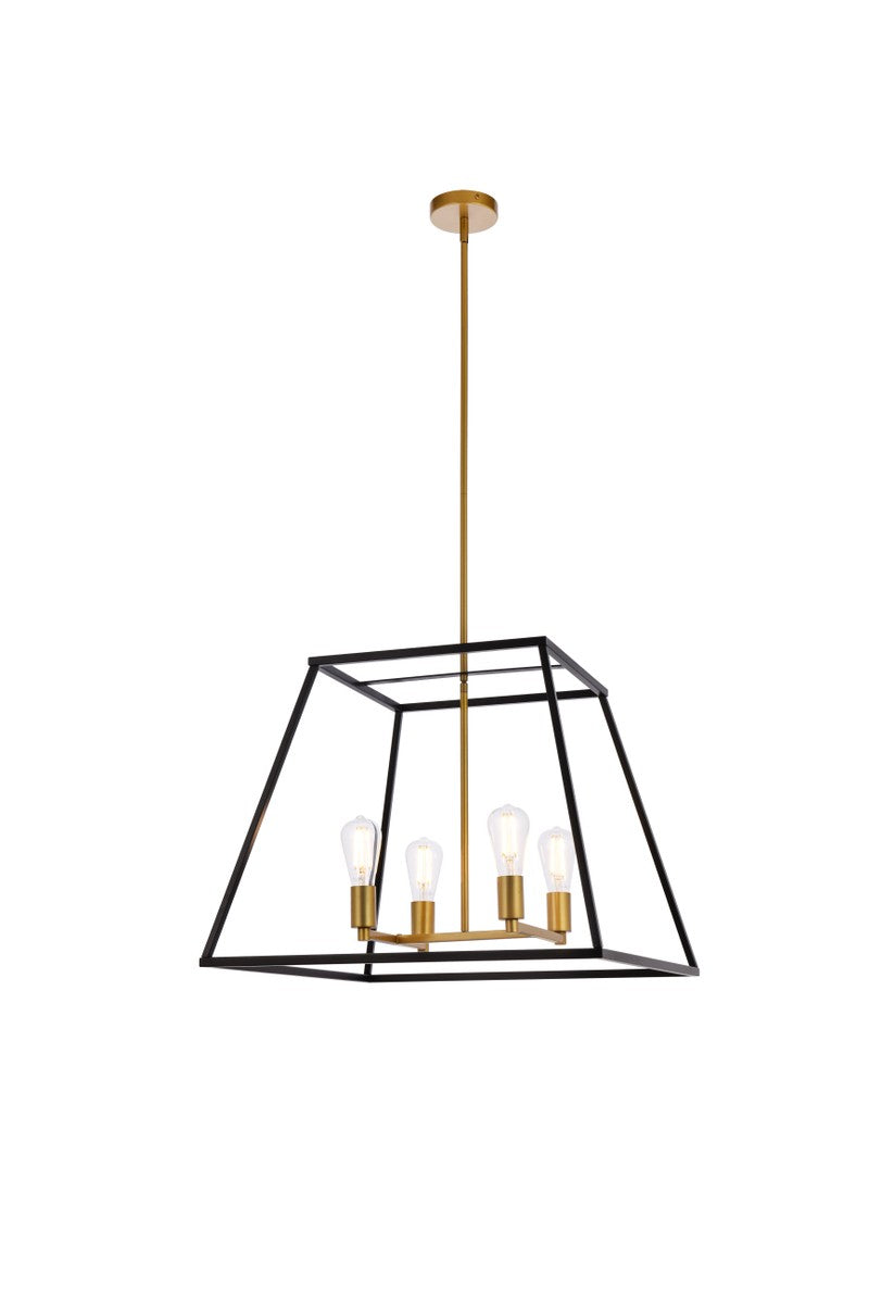 Declan Four Light Pendant in Black And Brass - available from The Lighting Shoppe, trusted by Canadian homeowners