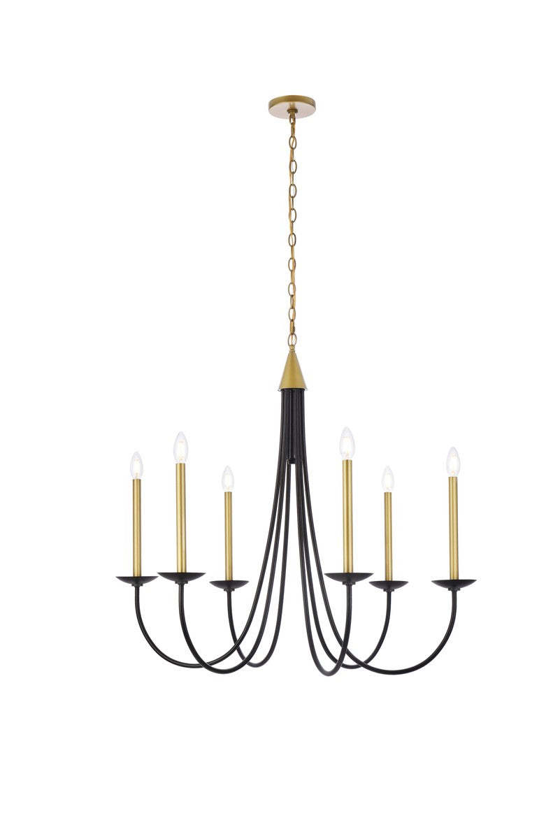 Cohen Six Light Pendant in Black And Brass - available from The Lighting Shoppe, trusted by Canadian homeowners