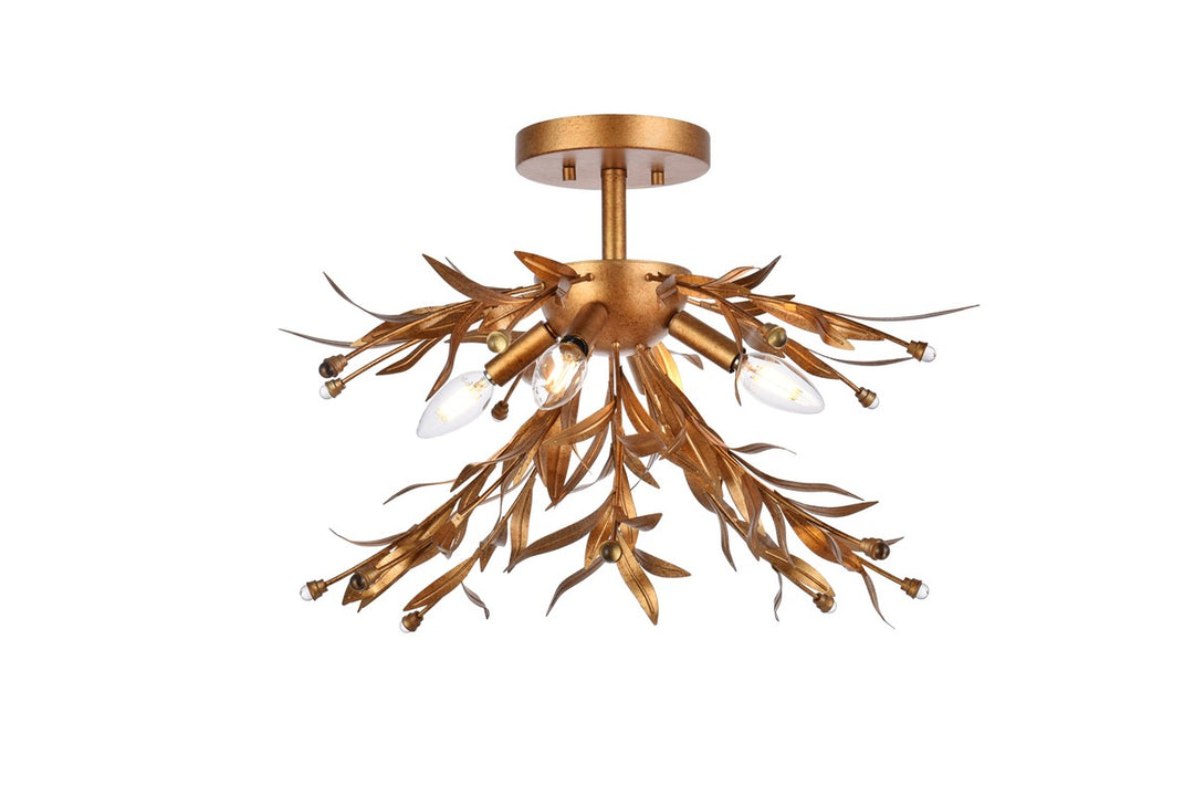 Priscilla Four Light Flush Mount in Gold Leaf - available from The Lighting Shoppe, trusted by Canadian homeowners
