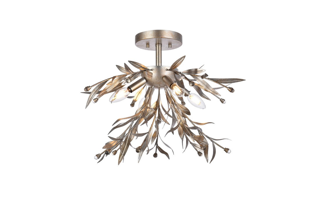 Priscilla Four Light Flush Mount in Silver Leaf - available from The Lighting Shoppe, trusted by Canadian homeowners