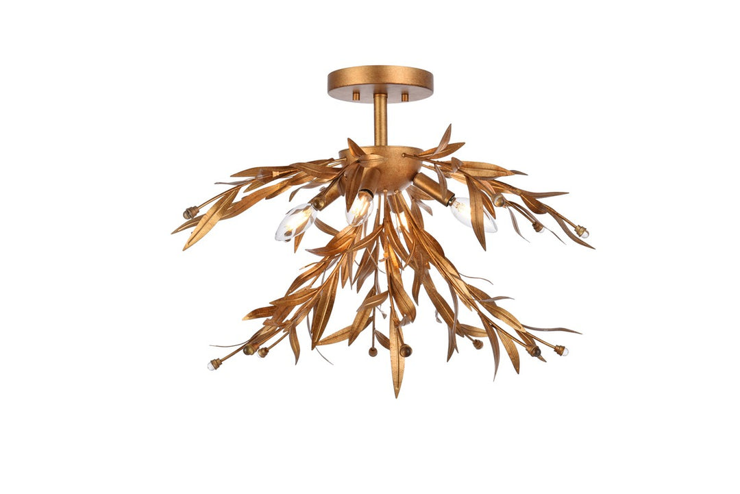 Priscilla Four Light Flush Mount in Gold Leaf - available from The Lighting Shoppe, trusted by Canadian homeowners