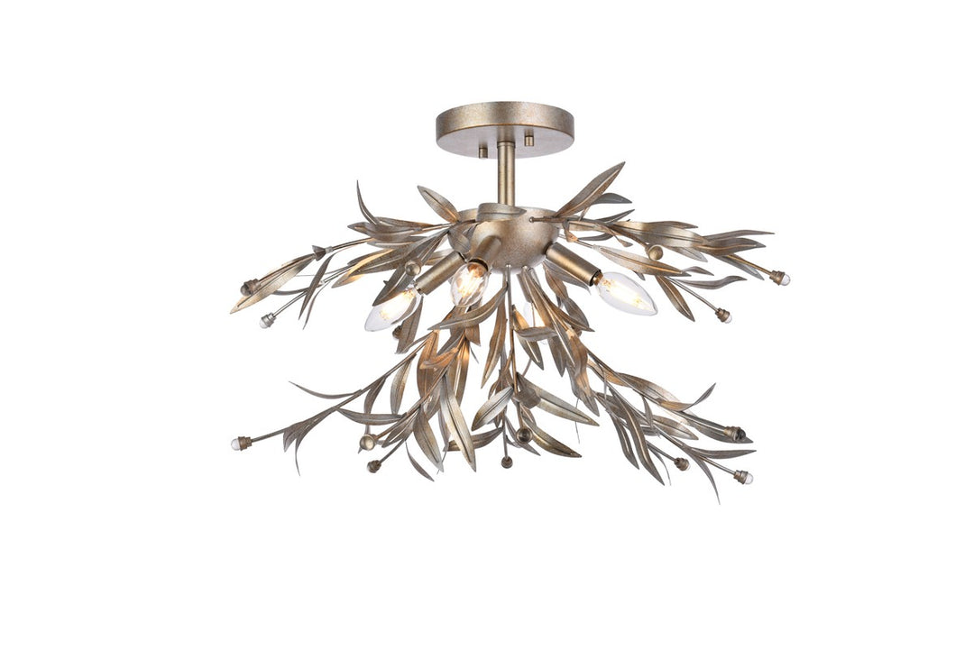 Priscilla Four Light Flush Mount in Silver Leaf - available from The Lighting Shoppe, trusted by Canadian homeowners