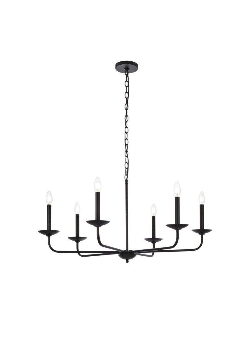 Elegant Lighting - LD812D36BK - Six Light Pendant - Cohen - black