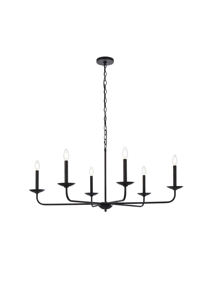 Elegant Lighting - LD812D42BK - Six Light Pendant - Cohen - black