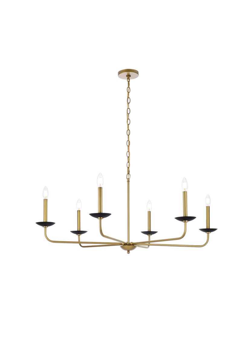 Elegant Lighting - LD812D42BRK - Six Light Pendant - Cohen - black and brass