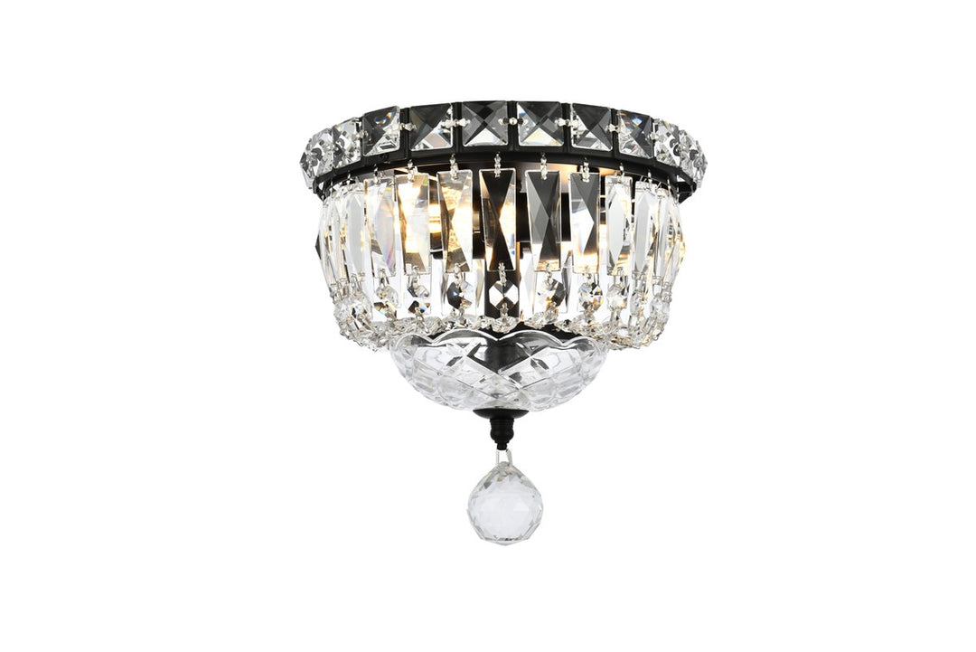 Elegant Lighting - V2528F8BK/RC - Two Light Flush Mount - Tranquil - Black and Clear
